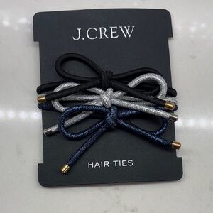 J. Crew Black, Silver & Navy Metallic Hair Tie Trio